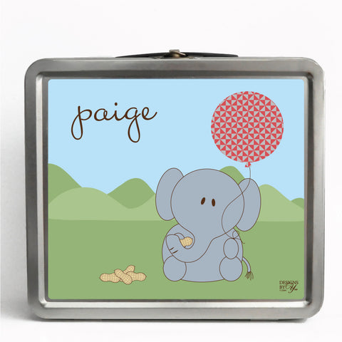 Personalized Tin Lunch Box - Elephant