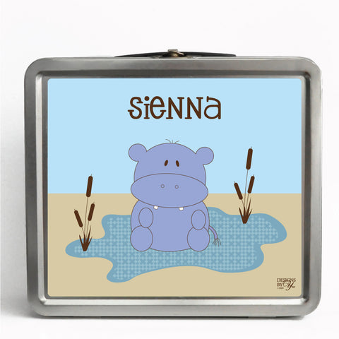Personalized Tin Lunch Box - Hippo
