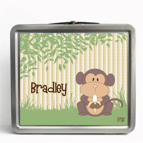 Personalized Tin Lunch Box - Monkey