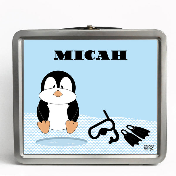 Personalized Tin Lunch Box - Penguin