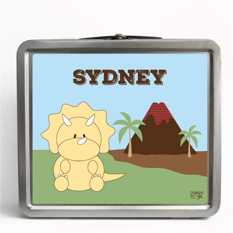 Personalized Tin Lunch Box - Triceratops