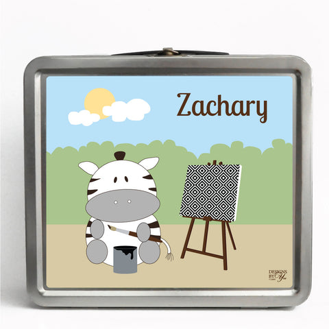 Personalized Tin Lunch Box - Zebra